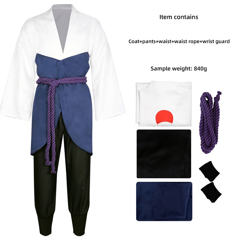 White(Coat+Pants+Waist+Waist Rope+Wrist Guard)